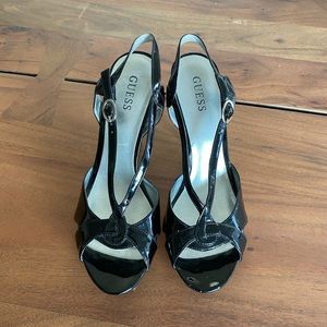 Guess Strappy Black Heels - Size 8